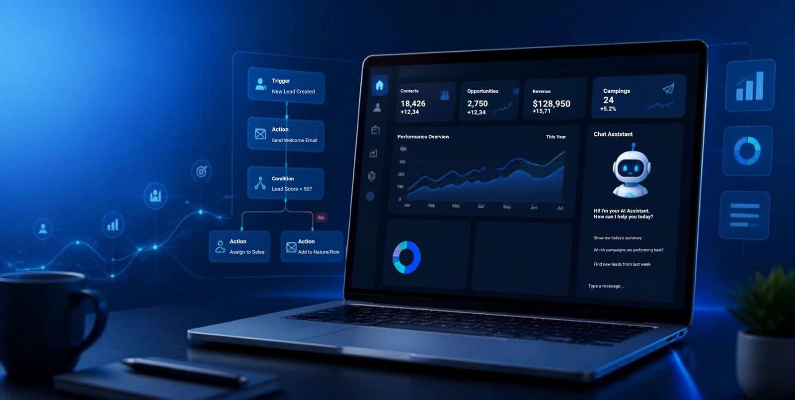 AI CRM dashboard and automation