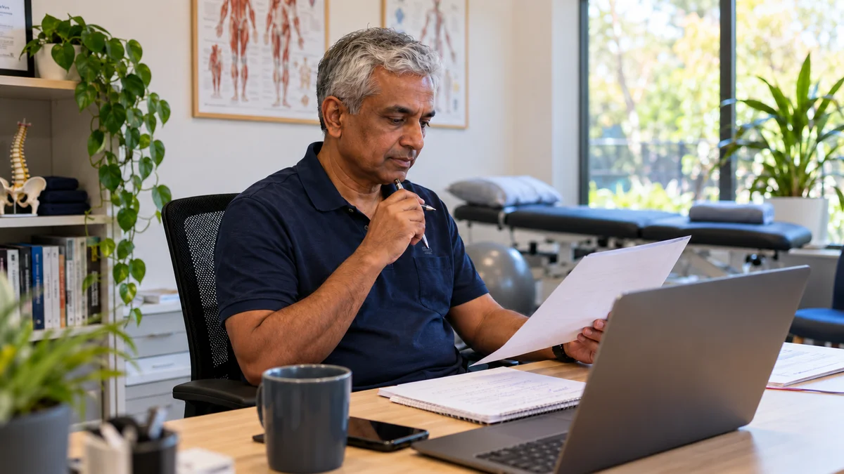 A practice owner reviews a draft social caption to keep it accurate and personal.