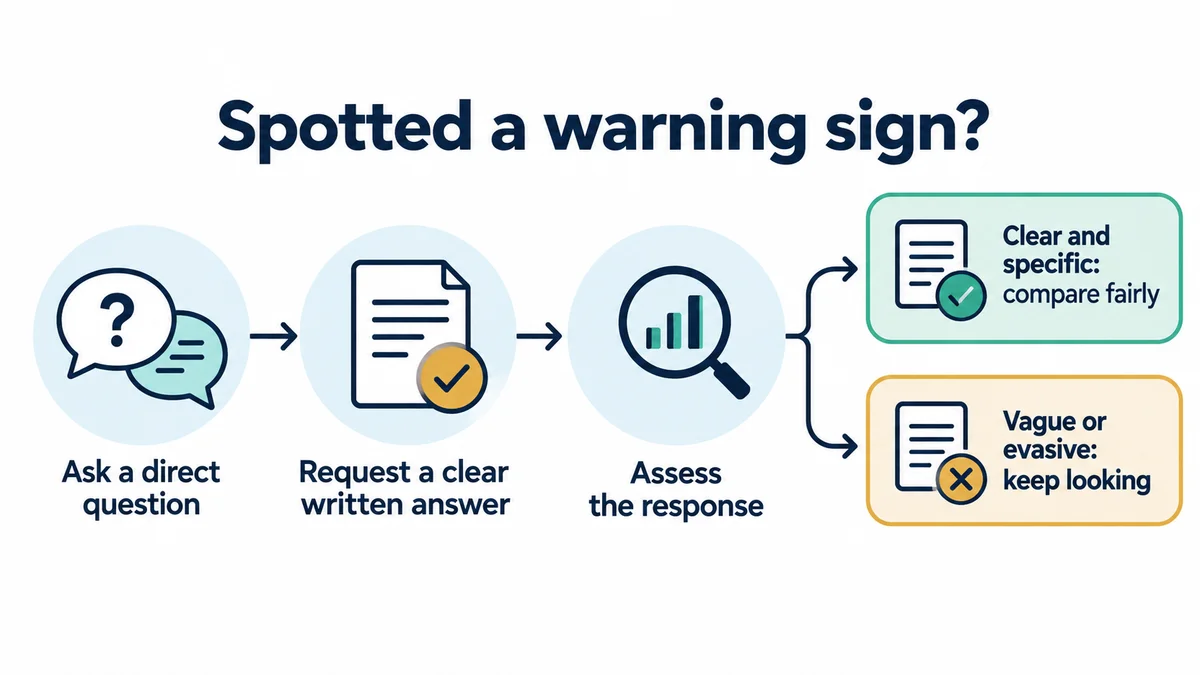 Business owner asking a direct question and weighing the agency's response before deciding.