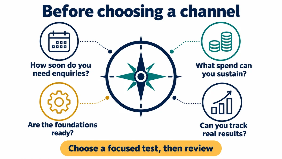 A small business owner weighs which marketing channel should get the first dollar.