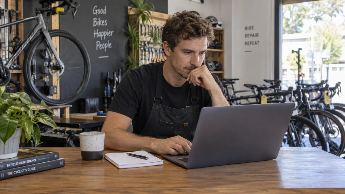 Bicycle shop owner learning to manage online advertising.