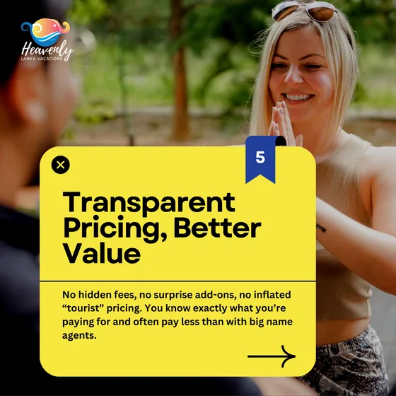 Heavenly Lanka Meta ad, slide 6 of 7: Transparent pricing, better value
